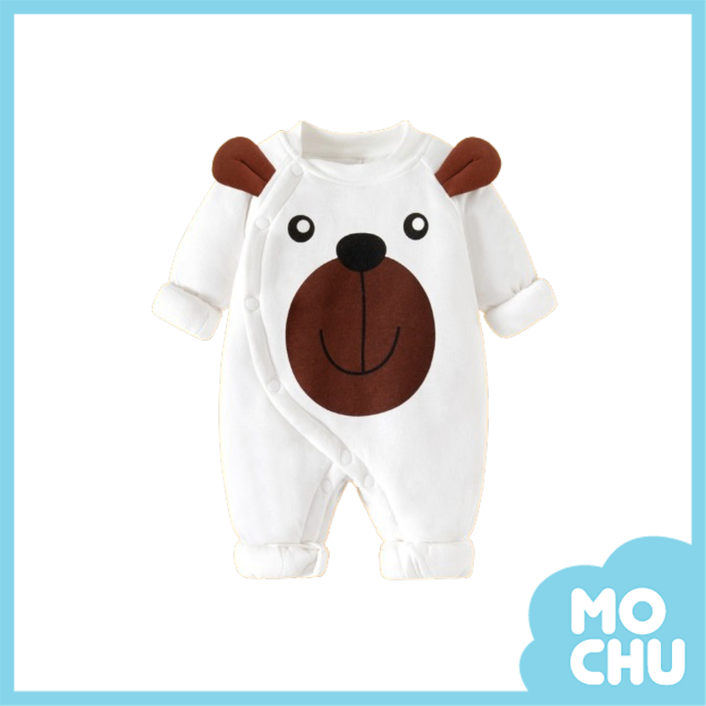 白色小熊鋪棉長袖連身衣