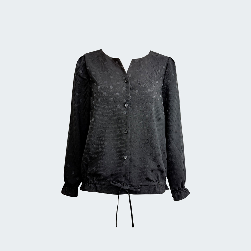 細緻圓點紋理抽繩上衣