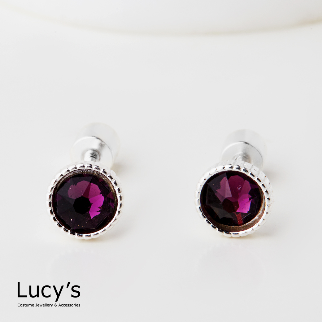 Lucy's-925純銀晶點轉珠耳環(四色) (126500/126502/126503/126506)