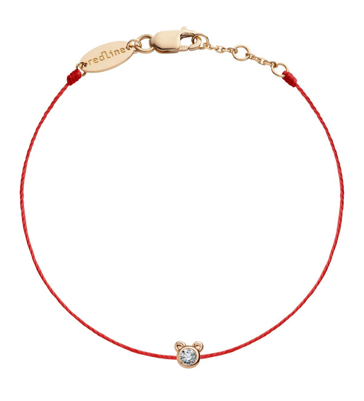 RR05 Redline Mini Pure Bear 玫瑰金0.05克拉圓鑽小熊紅繩手鏈 847 R -M