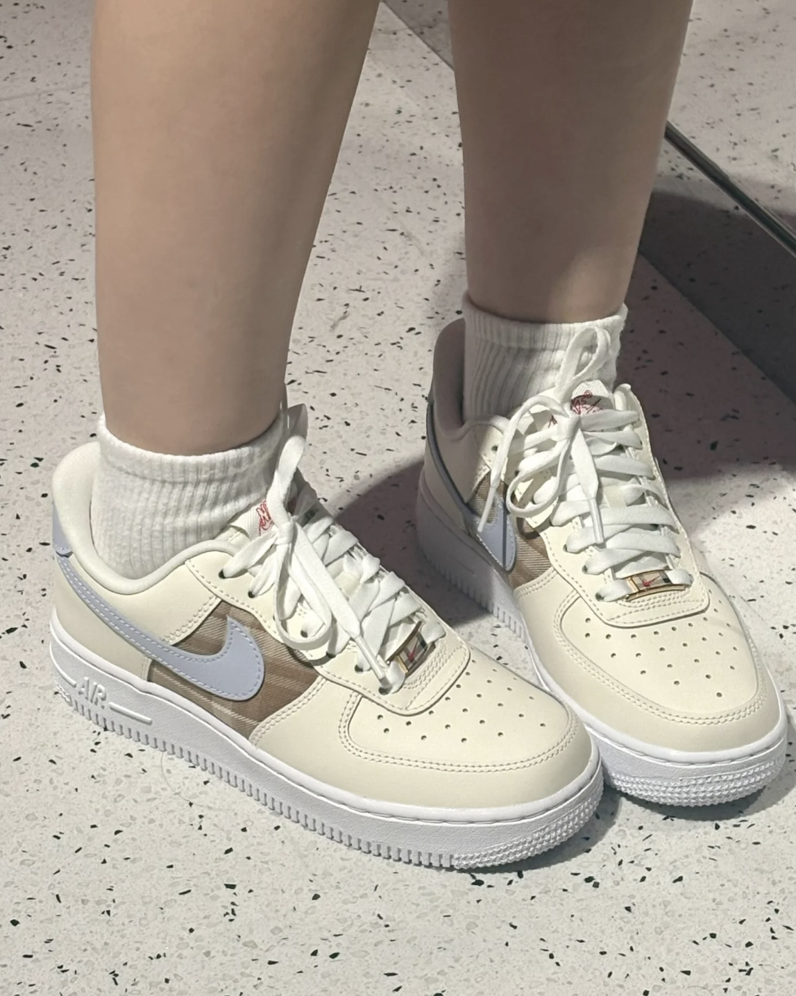 Nike Air Force 1 '07 LX 格紋奶油白 米棕紫 AF1 低筒休閒鞋 女鞋