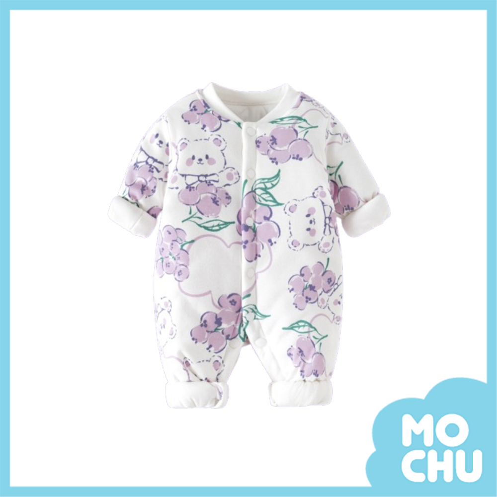 葡萄熊鋪棉長袖連身衣