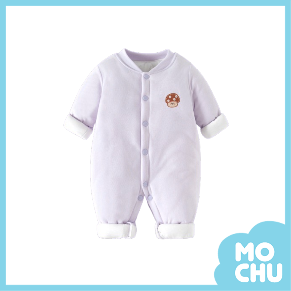 紫色小蘑菇鋪棉長袖連身衣