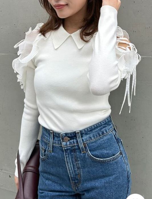 [預購] 折扣SNIDEL 百褶荷葉針織上衣