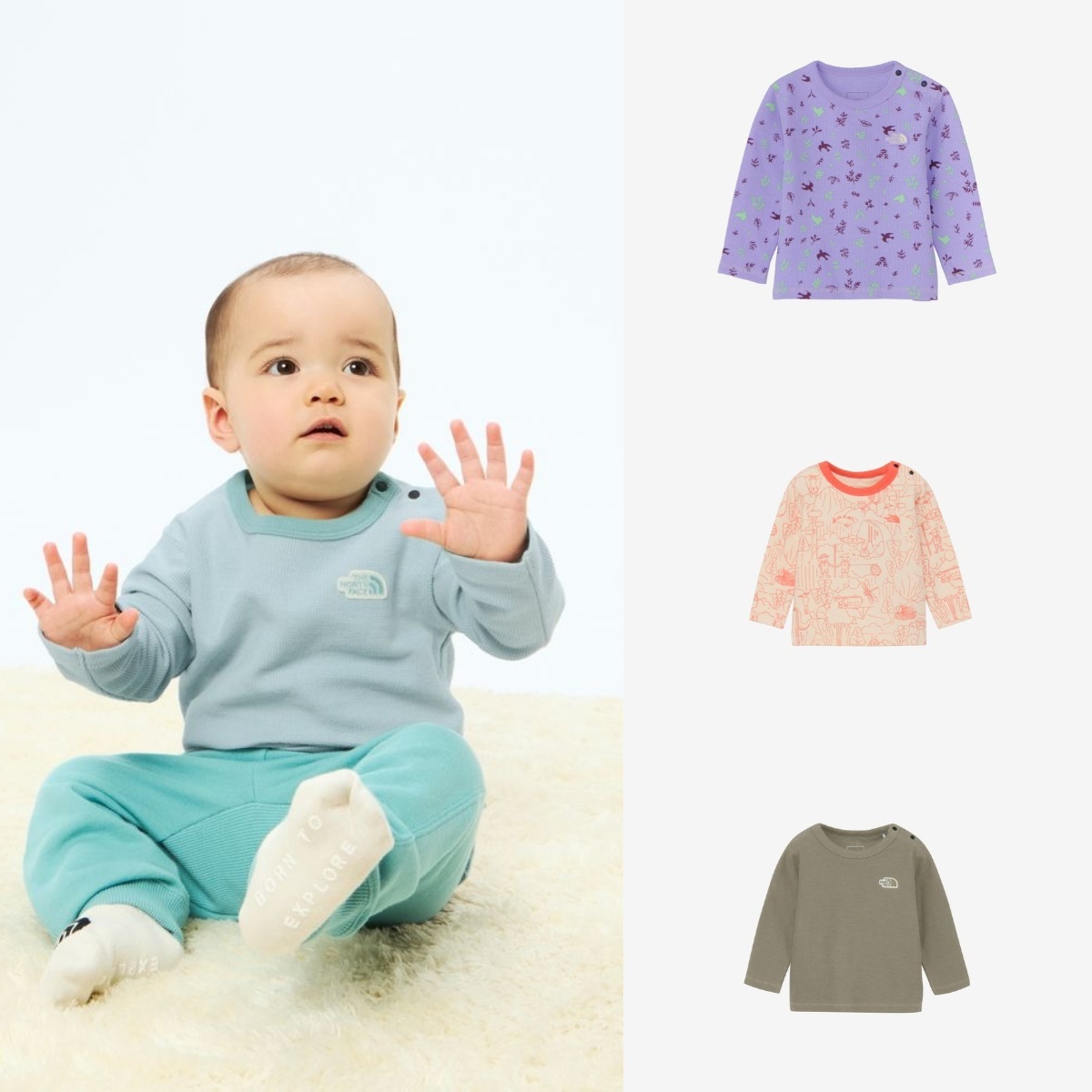 預購┃日本 THE NORTH FACE B Latch Pile Crew 嬰兒款 圓領 上衣 衛衣