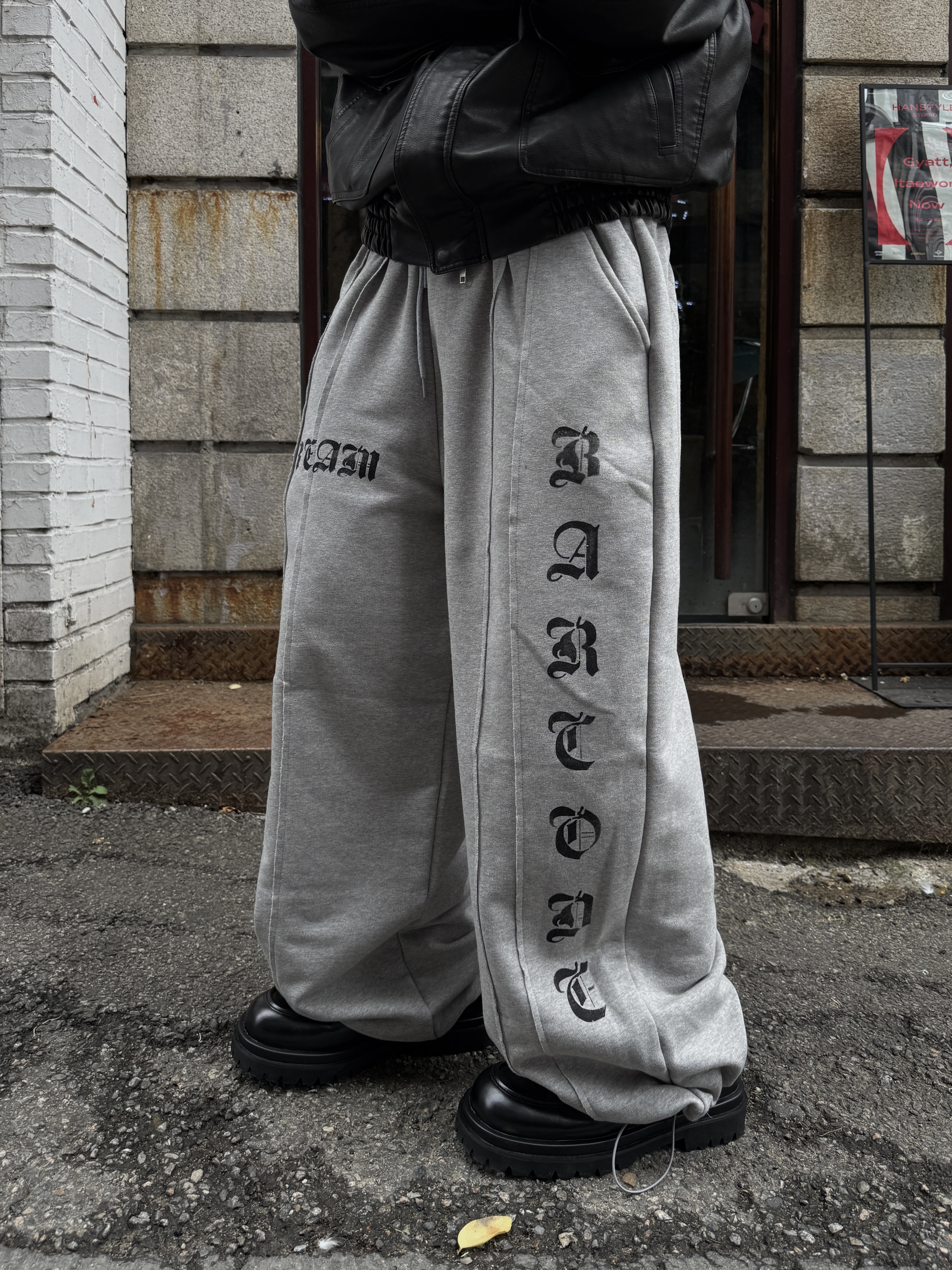 歌德造型 裂紋 寬鬆 棉褲