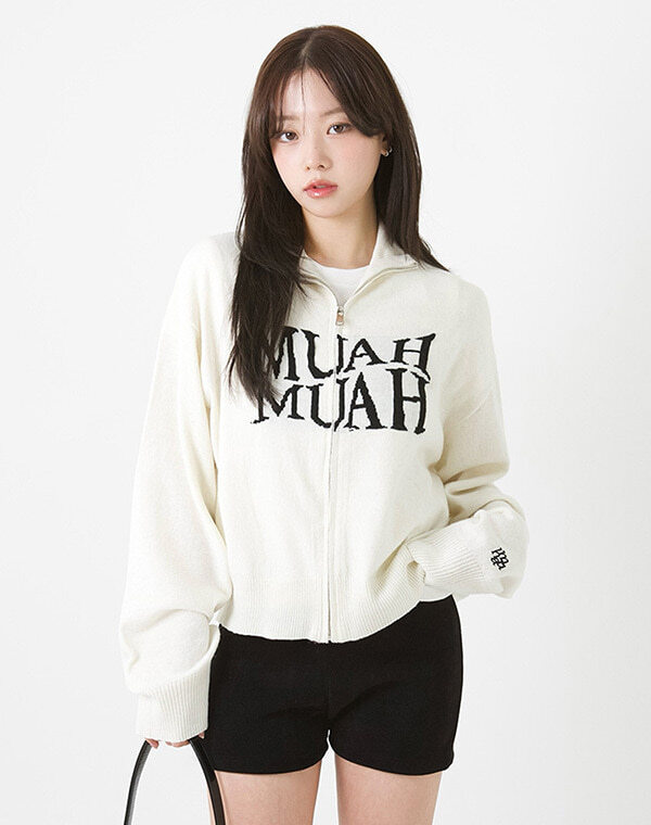 【限時優惠預訂】韓國MUAH MUAH JACQUARD KNIT ZIPUP CARDIGAN（2色）