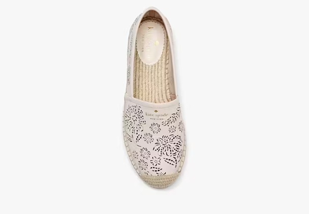 [S] KATE SPADE PARCHMENT GWEN FLORAL FLUTTER ESPADRILLE FLAT, KL413-100 (SKS1695)