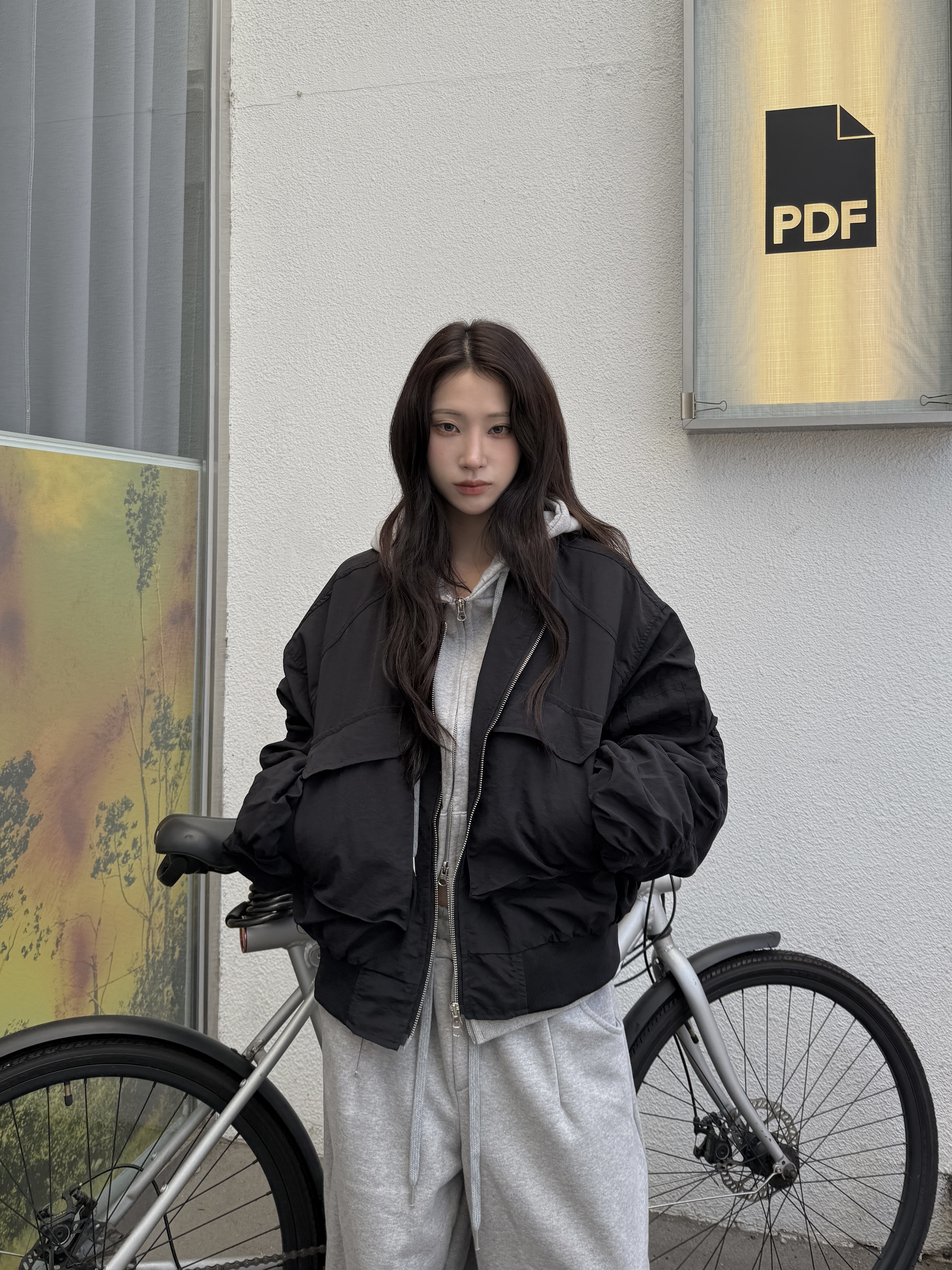 BOXY MA-1 寬短 皺摺 尼龍 飛行夾克（部分現貨）