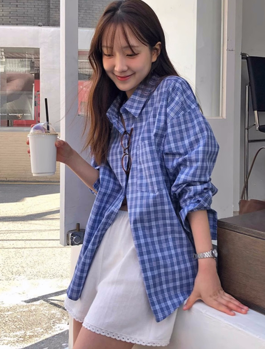 正韓ᴷᴼᴿᴱᴬ 🇰🇷俏皮活力清爽風格紋襯衫