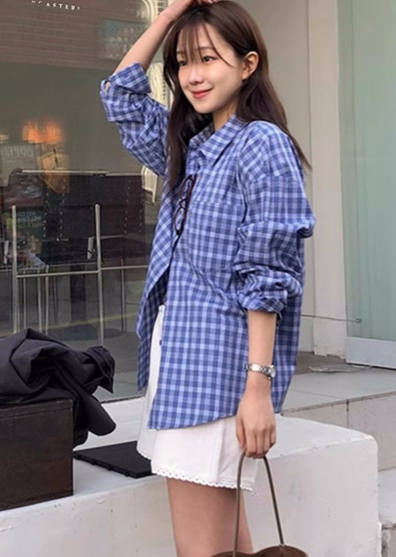 正韓ᴷᴼᴿᴱᴬ 🇰🇷俏皮活力清爽風格紋襯衫