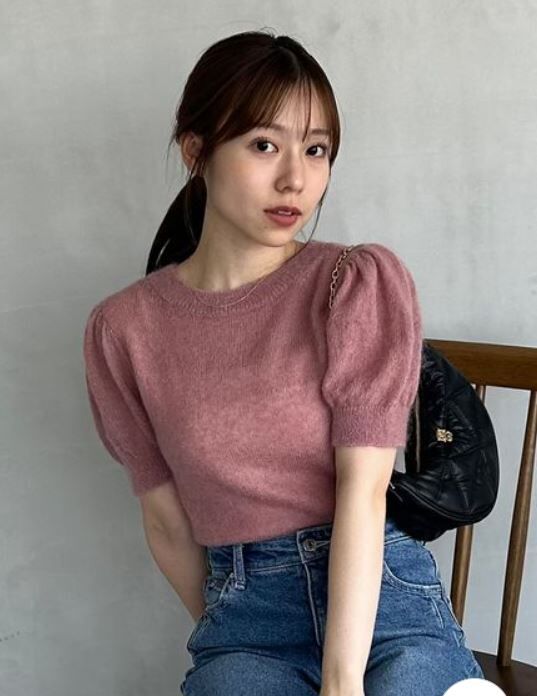 [預購] 折扣 SNIDEL 薄紗感馬海毛泡泡袖針織套頭衫