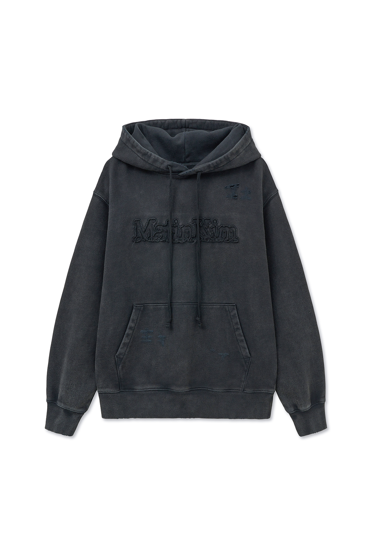 VINTAGE COLOR DYING LOGO HOODY IN CHARCOAL