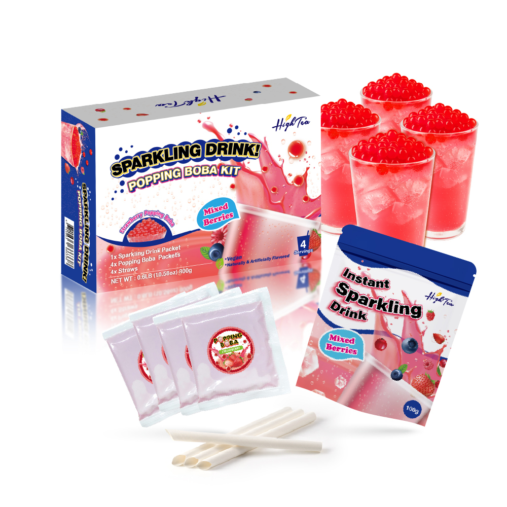 啵啵莓果微氣泡飲 微氣泡粉100g/包+爆珠50gx4包