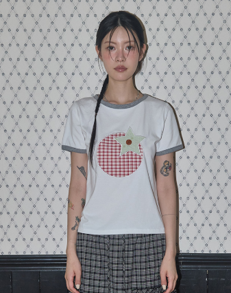 【代購】Fancy Club 番茄短袖 短版 T-Shirt 白 灰 格紋 復古 小眾