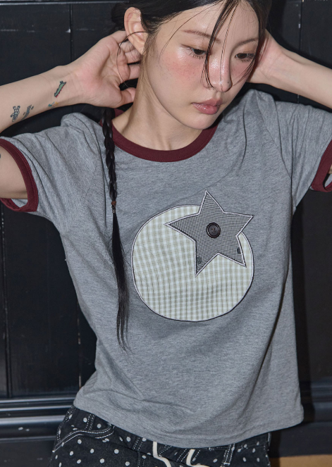 【代購】Fancy Club 番茄短袖 短版 T-Shirt 白 灰 格紋 復古 小眾