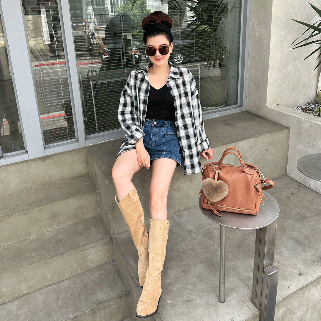 BF黑白格紋襯衫