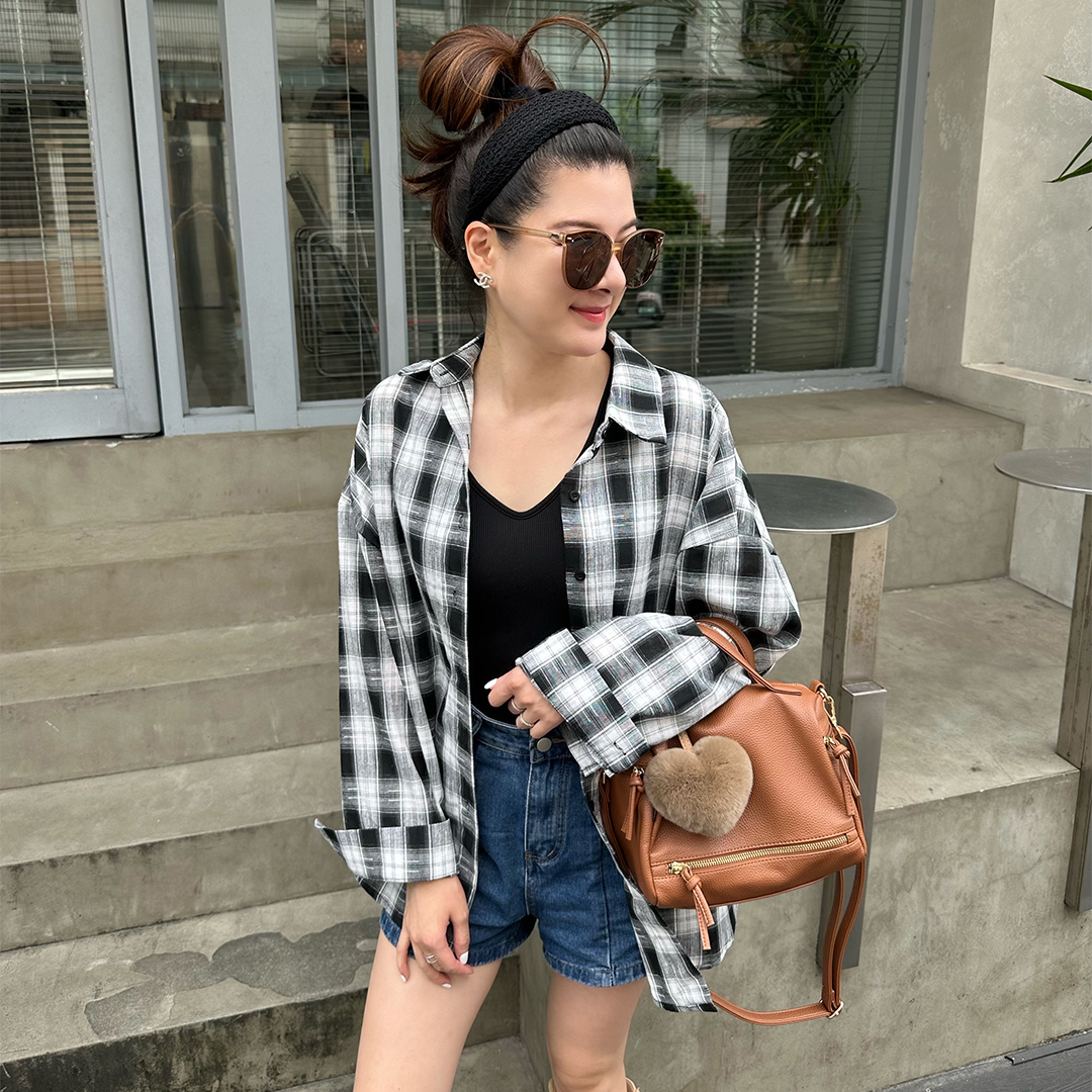 BF黑白格紋襯衫