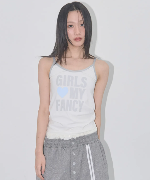 【代購】Fancy Club My Fancy 無袖背心 滾邊背心 圓領背心 無袖 小可愛 背心 兩色 黑 灰
