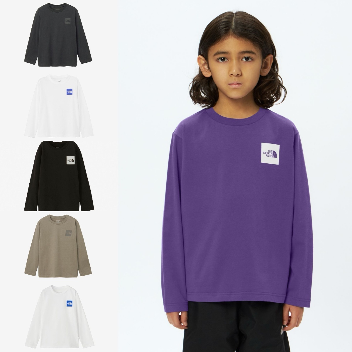 預購┃日本THE NORTH FACE KIDS L/S Small Square Logo Tee 小孩款 兒童 方形Logo 長袖