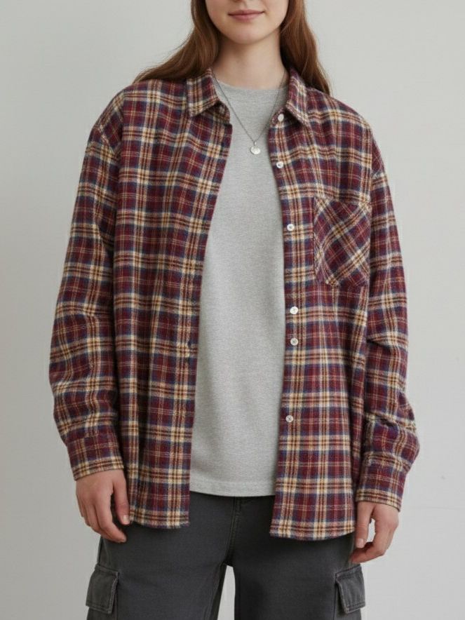 格仔長袖恤衫 Not-051S