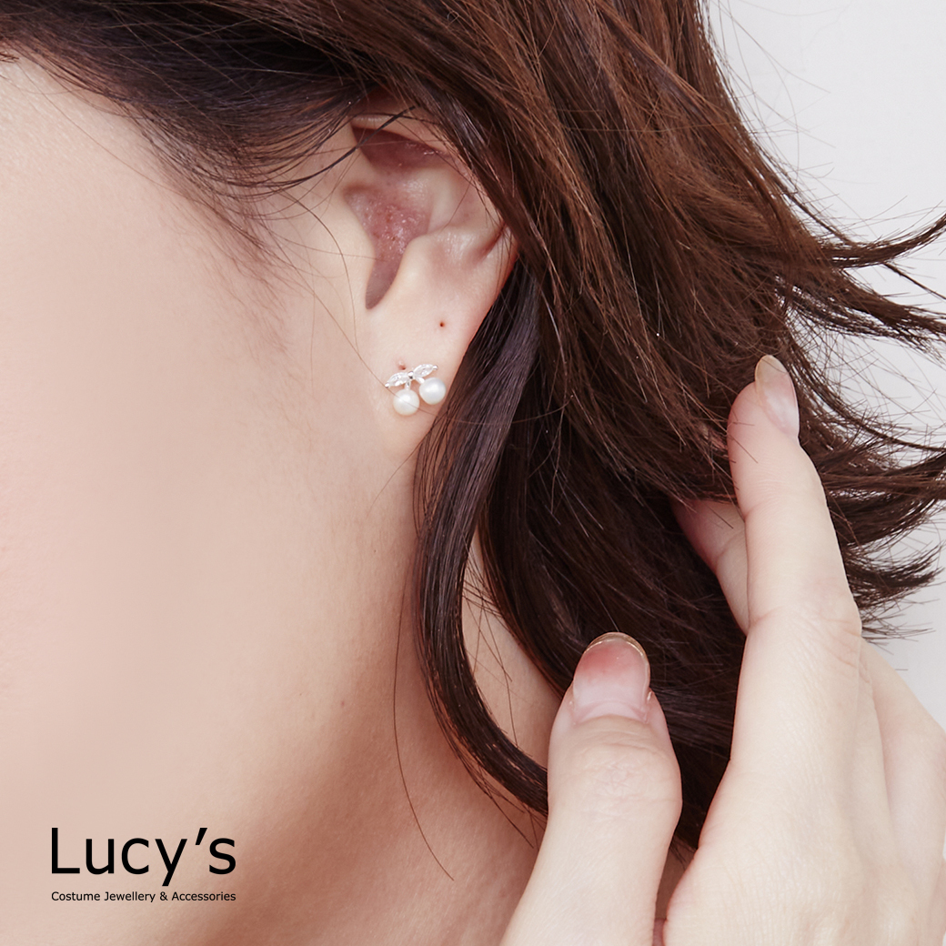 925純銀 珍鑽櫻桃 轉珠耳環 (126937)