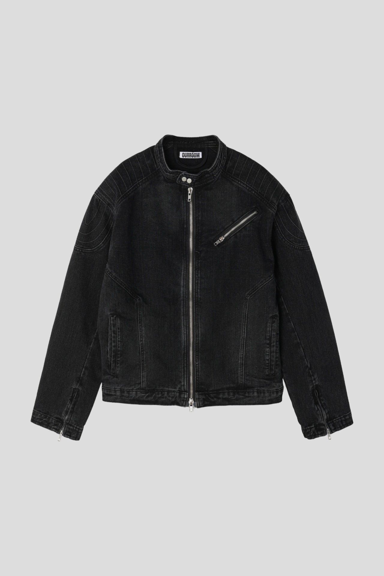 洗水企領牛仔拉鍊外套 OUR ROOM-155JK