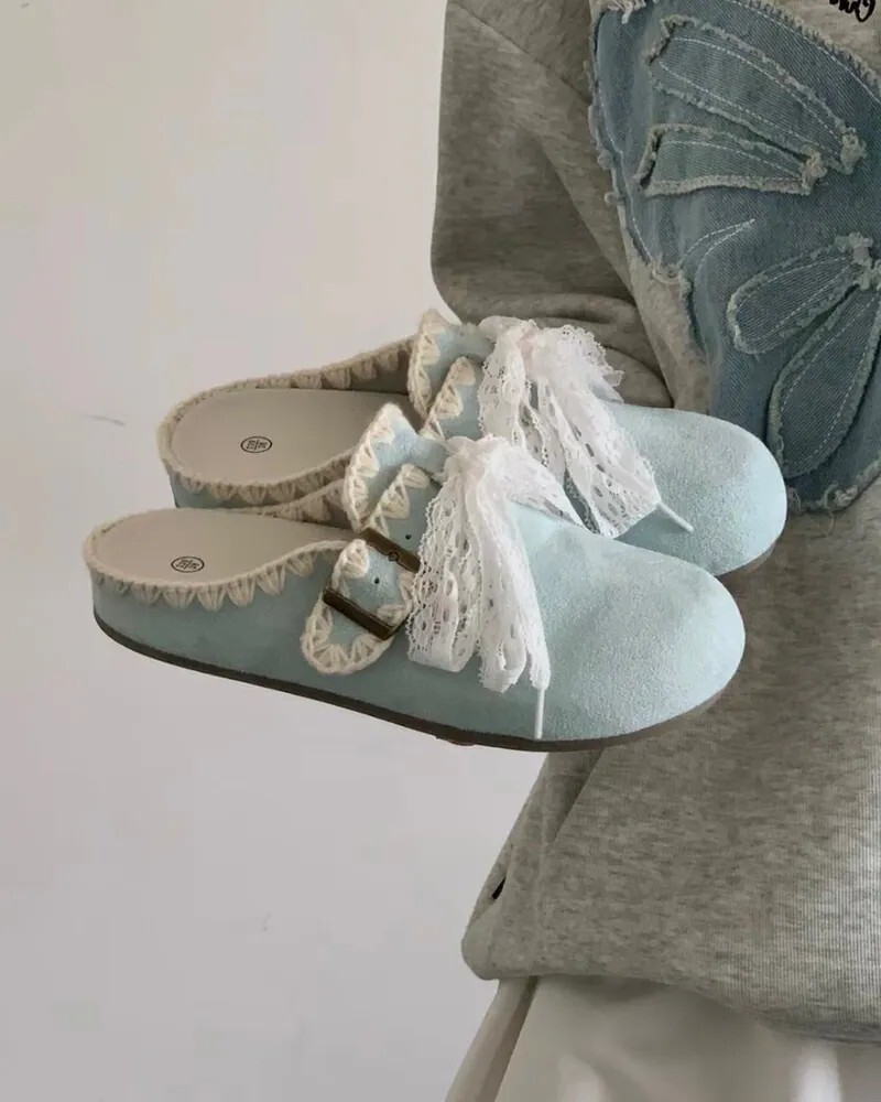 <😱價格再更低!!!> 可愛的你 蕾絲造型勃肯半拖