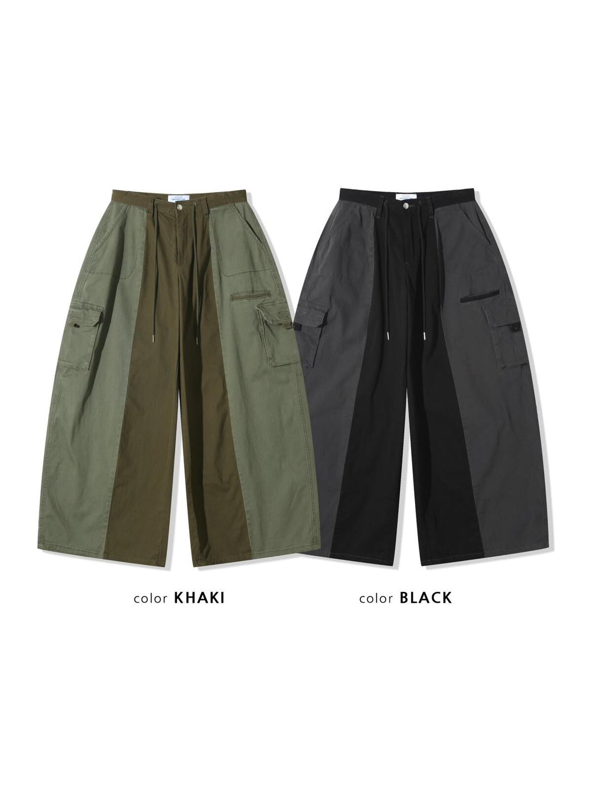 拼色工裝鬆身褲 UNUSED-138P