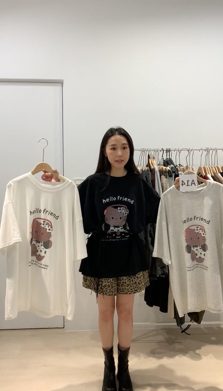 (3件5折) (男女共穿) 豹紋胖哈囉輕磨毛大大件Tee _915