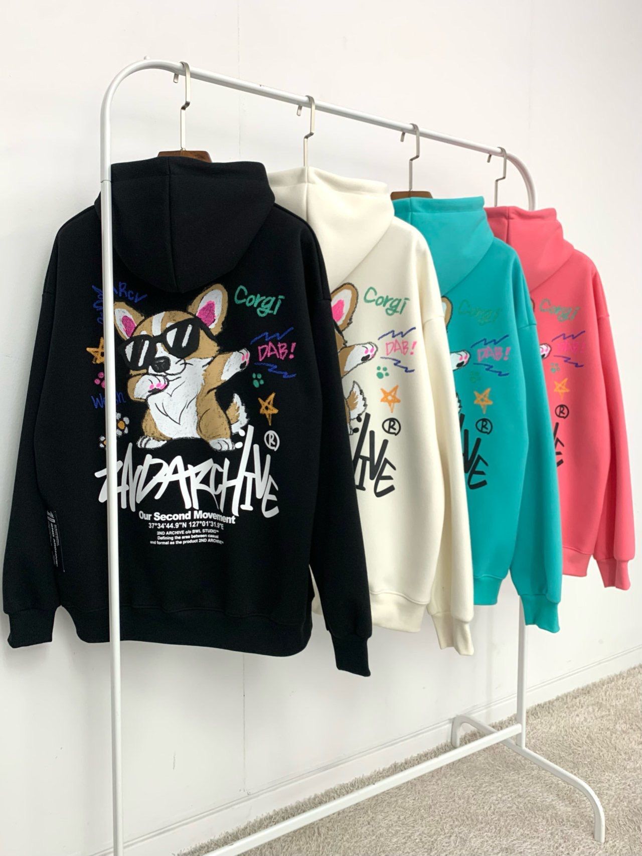 狗仔圖案英文字連帽衛衣 2nd-290T