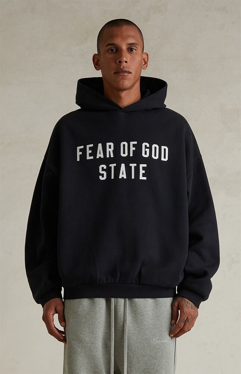 Fear of God ESSENTIALS Black 90s Fit Fleece Hoodie