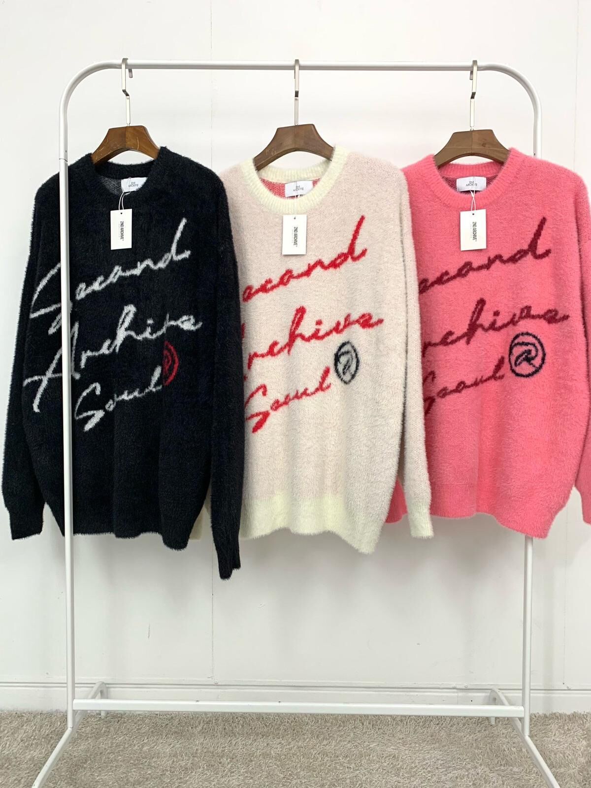 英文字長袖毛毛針織衫 2nd-292T