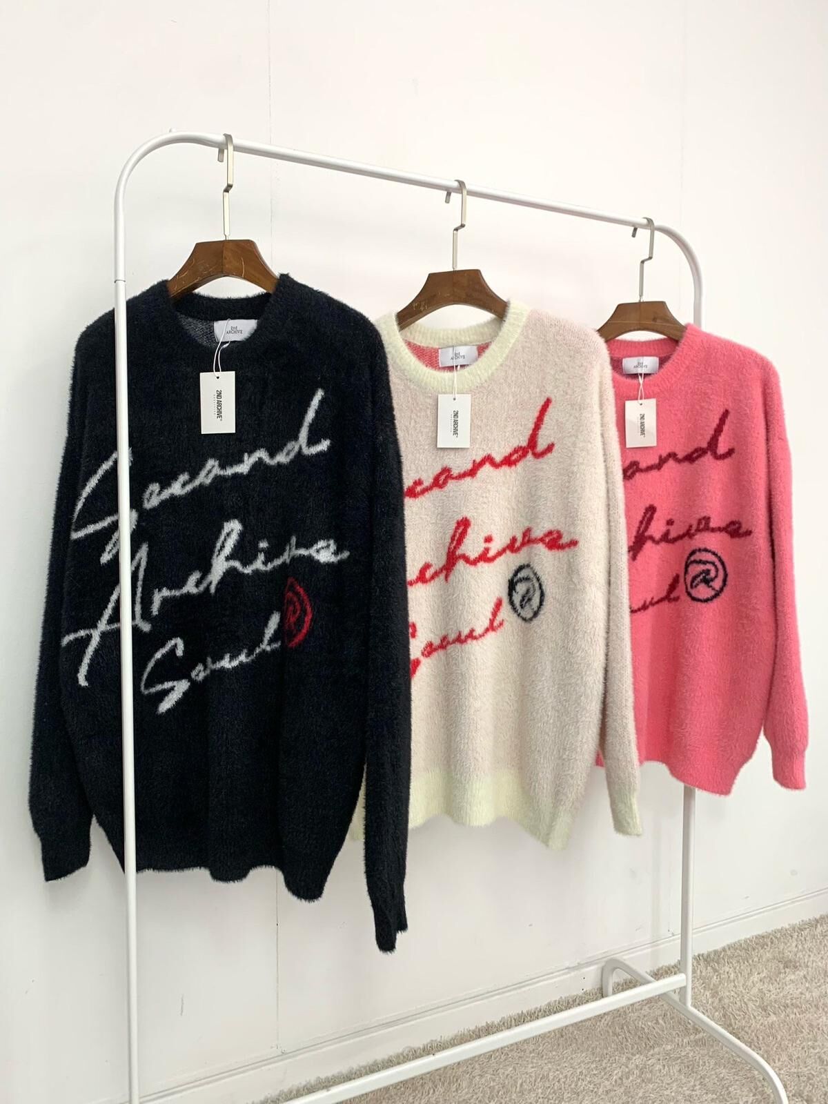 英文字長袖毛毛針織衫 2nd-292T