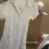 [S] DKNY DKNY WHITE POPLIN DRESS WITH PUFF SLEEVE, DJ4D9004-WHT [FINAL SALE] (SD1567)