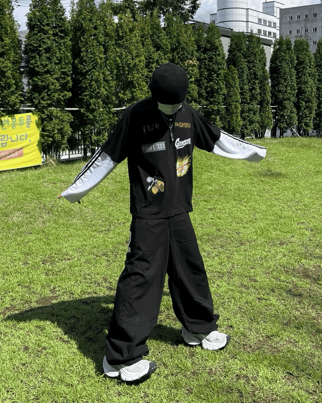 塗鴉雙層袖長袖上衣