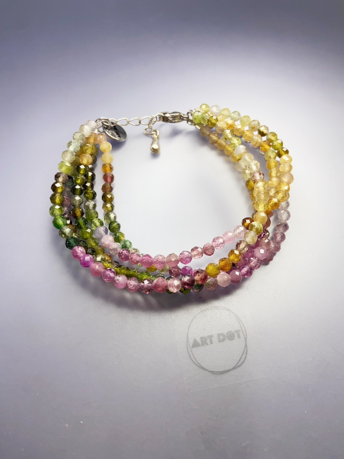 幻彩女神丨碧璽銀鑲5圈設計手鍊丨十月誕生石