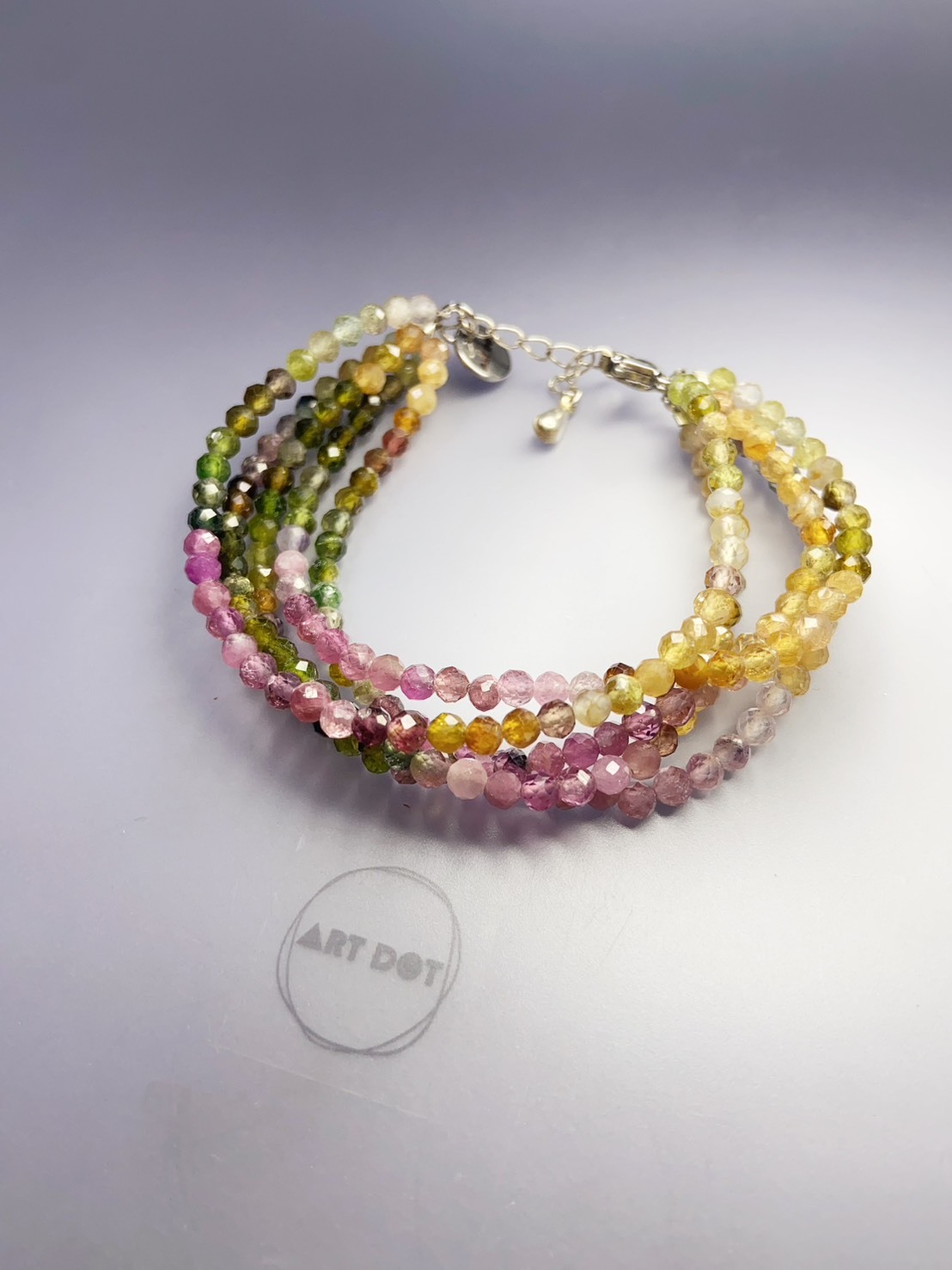 幻彩女神丨碧璽銀鑲5圈設計手鍊丨十月誕生石