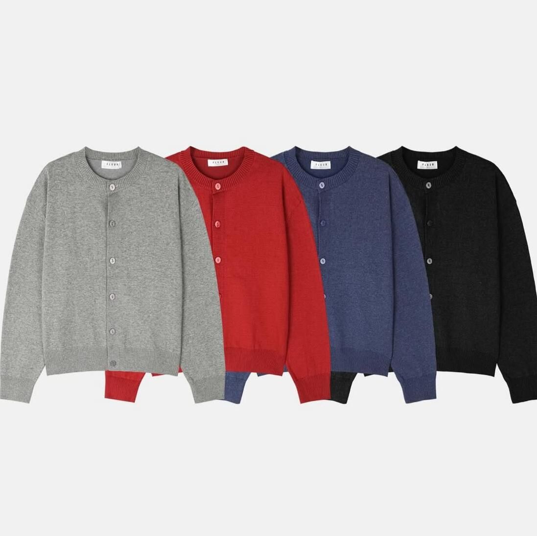 圓領淨色開胸針織外套 FLEUR-007JK