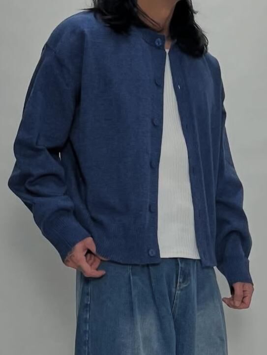 圓領淨色開胸針織外套 FLEUR-007JK