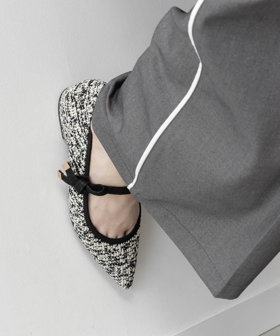 [預購]折扣 RANDA 永續材質蝴蝶結帶針織平底鞋