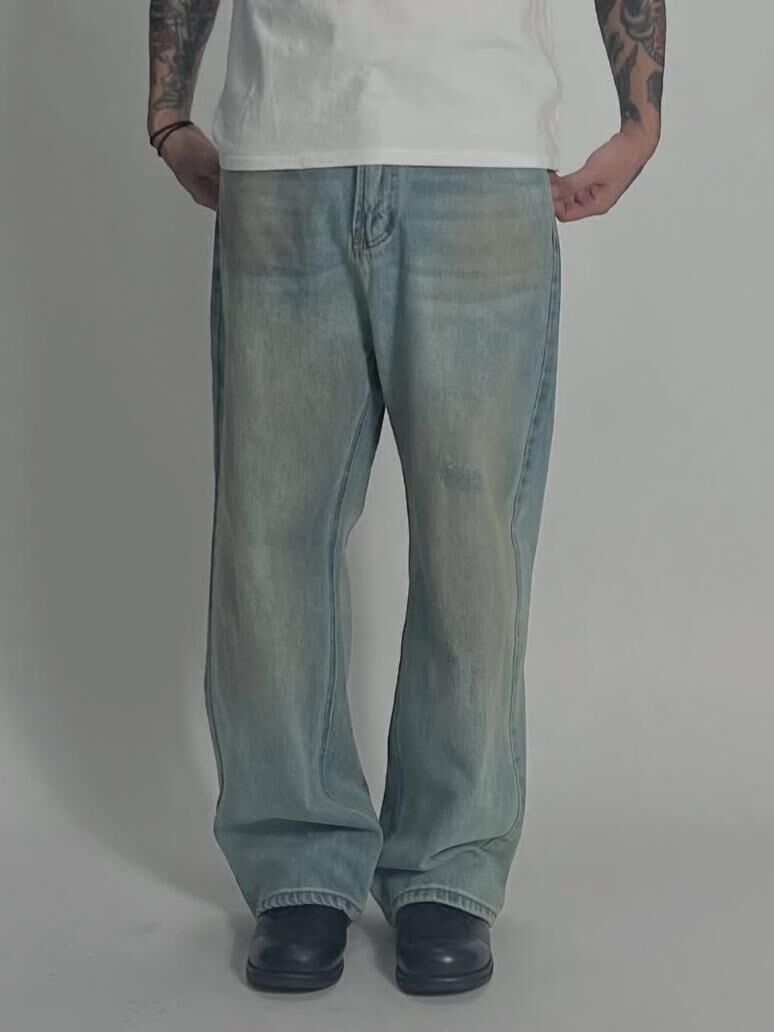 仿污鬆身牛仔褲 FLEUR-012P