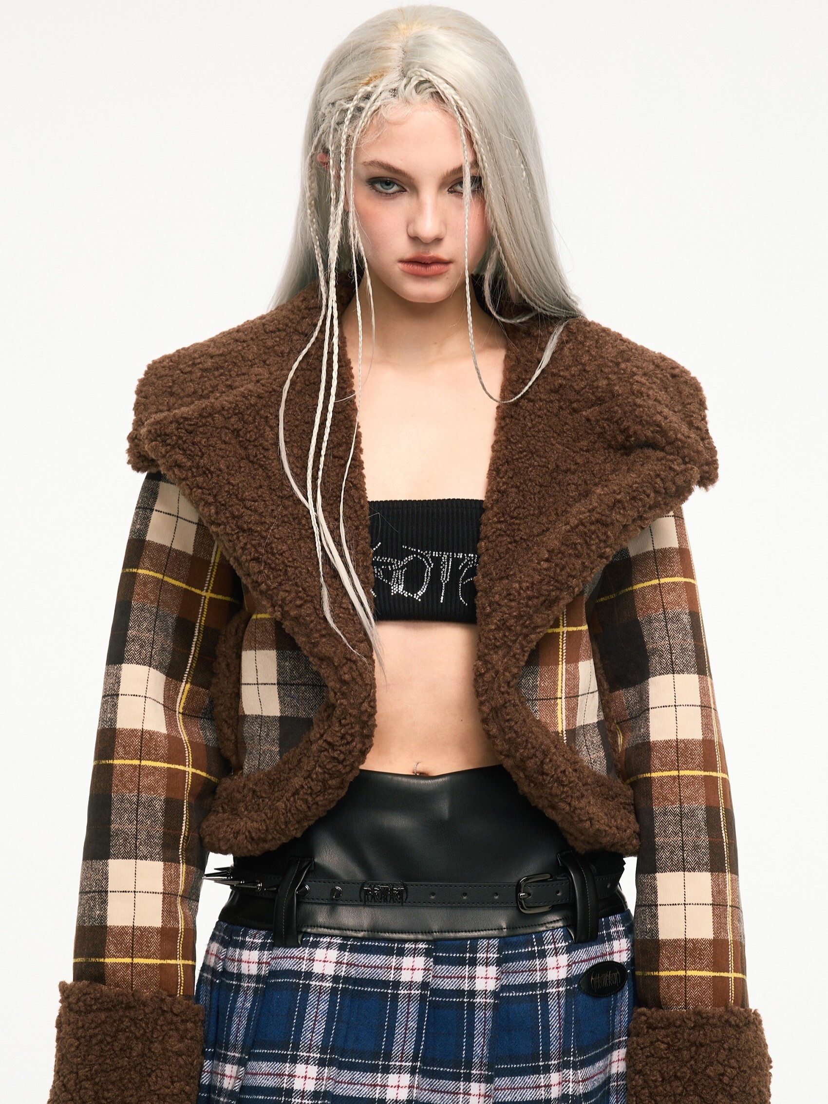 TAROTAROT 皮毛 翻領修身 短外套