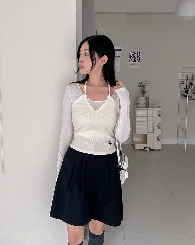 🇰🇷 MUAHMUAH 疊穿設計 多穿法 綁帶背心 薄長袖 兩件式 女款 / 預購