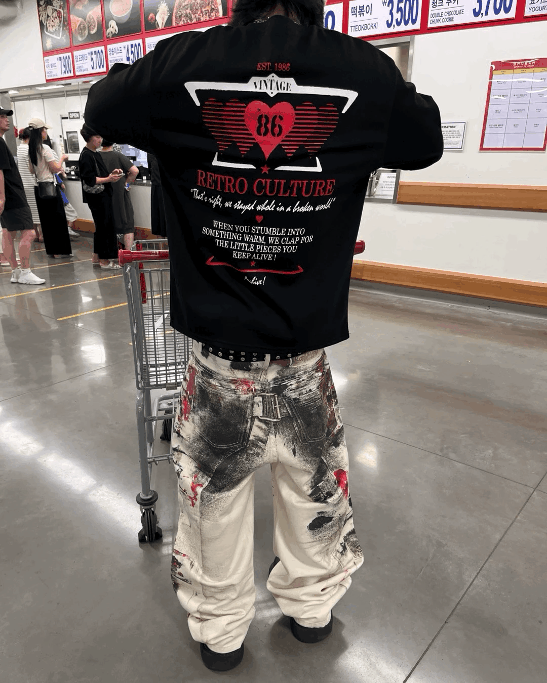 疊影愛心長袖上衣