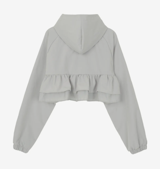 【代購】HIGH SCHOOL DISCO 連帽荷葉邊拉鍊風衣 荷葉邊 花邊 風衣 短版 澎澎