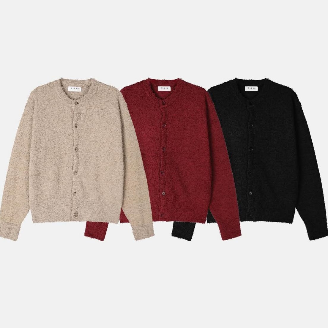 圓領淨色開胸針織外套 FLEUR-013JK