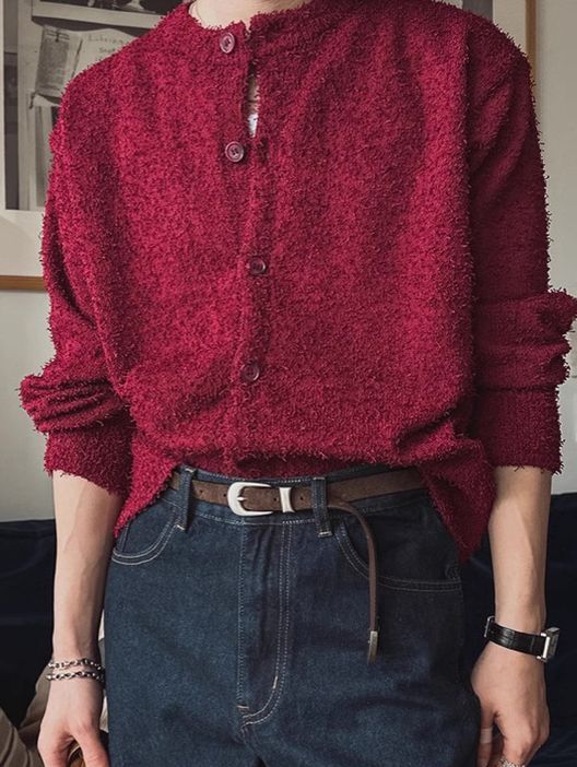 圓領淨色開胸針織外套 FLEUR-013JK