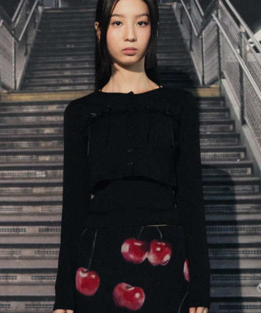 【代購】HIGH SCHOOL DISCO 蕾絲蝴蝶結短版開襟衫 蕾絲 蝴蝶結 層次 短版 開衫 黑/白 兩色