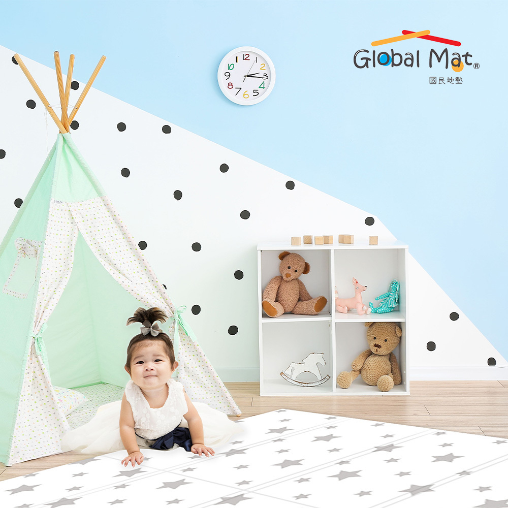 限時免運【Global mat】國民地墊 XPE 經典款 2CM 加厚雙面摺疊墊-雪地星星 C5 (200x150)